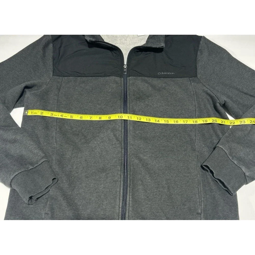 Calvin Klein Men's Large Gray Heather & Black Mixed-Media Full-Zip Jacket